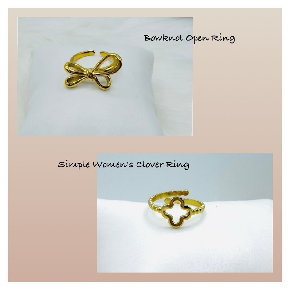Women’s Jewelry Ring Bundle - Stainless Steel, 18K Gold Plated